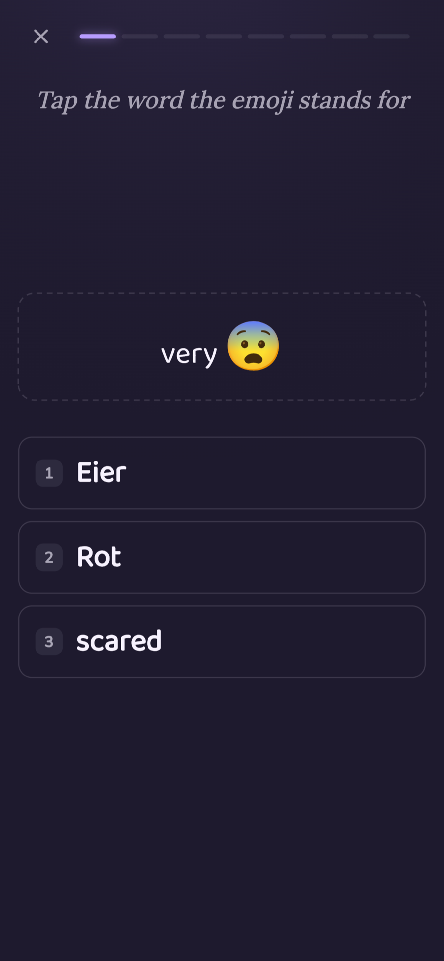 Emoji Sentence in dark mode.