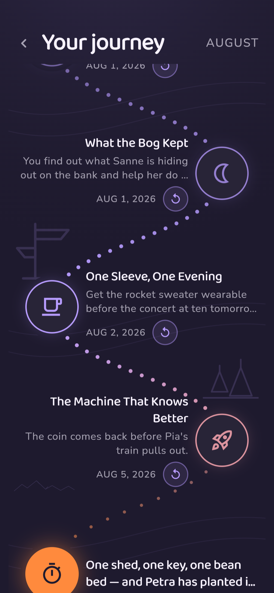 Your journey in dark mode.