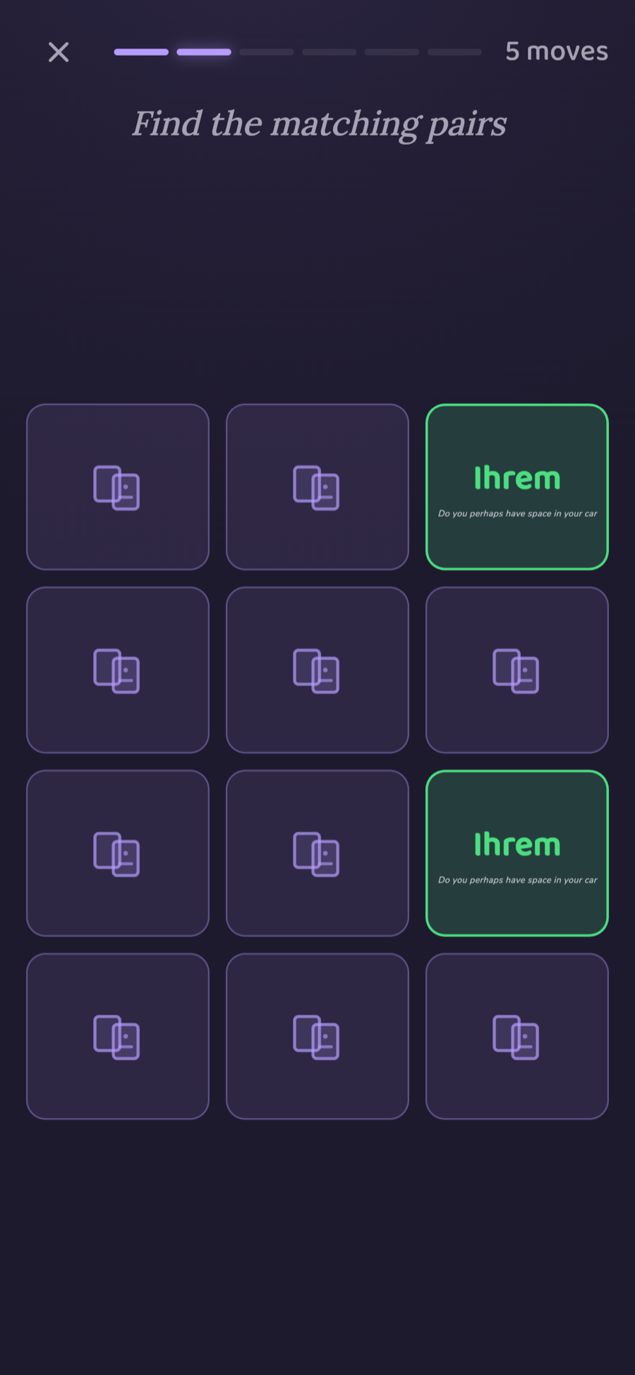 Word Match in dark mode.